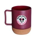 Caneca Minnie Mouse Vidro 350ml Com Base De Cortiça Porta-Copo Oficial Disney - Zona Criativa