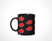 CANECA PORCELANA AKATSUKI NUVEM NARUTO SHIPPUDEN PRETA E VERMELHO 330M