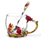 Caneca OEAGO Glass Coffee Enamel Butterfly Rose 330 ml para mulheres