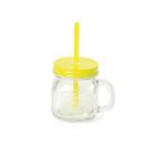 Caneca Pequena Amarelo 200ml com Tampa e Canudo Para Refrigerantes Refrescos e Bebidas Quentes