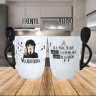 Caneca Personagem Alça e interior Preto + Colherzinha