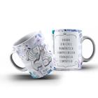 Caneca Personalidade Signo Peixes com Flores 325ml