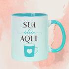 Caneca personalizada com alça e interior azul ciano  325ml