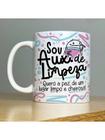 Caneca Personalizada de Porcelana Profissão: Sou Auxiliar de Limpeza com Flork - 325ML