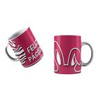 Caneca Personalizada Feliz Páscoa Orelhas De Coelho Tema Rosa Pink