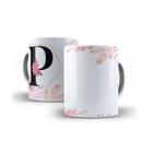 Caneca Personalizada Presente Floral Letra P