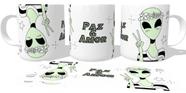 Caneca polimero plástico copo Alien Paz e Amor