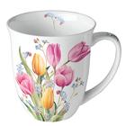 Caneca Porcelana Ambiente 400ml Buquê de Tulipas