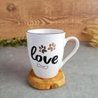 Caneca Porcelana Branca Detalhes Dourados Love Pet 350ml