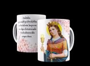 Caneca Porcelana Católica Oração à Santa Bárbara