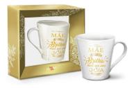 Caneca Porcelana Criativa Mãe você brilha mais que uma joia