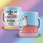 Caneca Porcelana Divertida Lhama Fecho os Olhos