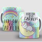 Caneca Porcelana Divertida Unicórnio Indiscreto Bom Dia