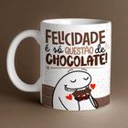 Caneca Porcelana Flork felicidade é só questão de chocolate 325 ml - JAques Personalizados