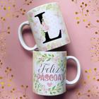 Caneca porcelana letra l feliz pascoa 325 ml - Jaques Personalizados