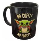 Caneca Porcelana Star Wars Preta No Coffee No Force Personalizada 325ml Presente Espacial