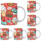 Caneca Porcelana Xícara Café Doces e Sorvetes Kit 4 Unid - PN