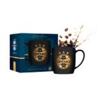 Caneca Porcelana Xícara Preto Dourado Urban 300Ml Serie Ouro