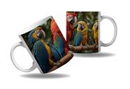 Caneca Presente Aves Coloridas Araras Cores Zoo Pássaros 3