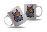 Caneca Presente Gatos Psicodélicos Cor Rave Música Coleção 2