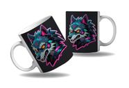 Caneca Presente Geek Nerd Cyberpunk Lobo Floresta Tecno HD