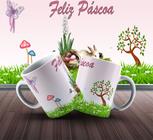 Caneca Presente Porcelana 325ml Tema Páscoa Jardim