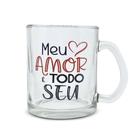 Caneca Presente Xicara de Vidro Frases de Amor Dia das Mães Namorados