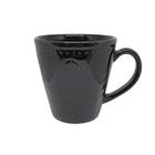 Caneca Preta em Cerâmica Relieve Folhas 254ml Cozinha Yoi