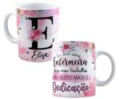 Caneca profissão enfermeira qualquer nome personalizado flor - Mago das Camisas