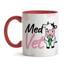 Caneca Profissão Medicina Veterinária vaquinha Alça e Interior Vermelho