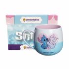 Caneca Stitch Angel Namorados 400ml Chá Café Presente Namorada Xícara Oficial Licenciada - Zona Criativa