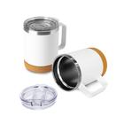 Caneca Térmica 350ml Aço Inox C/ Tampa Plástico Base Cortiça