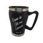 Caneca Termica Com Frases Cafe Aço Inox 320ml Dourado Cor:Preta