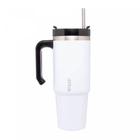 Caneca Térmica Parede Dupla com Base Ergonômica E Canudo Branca 890ml Wolff