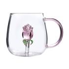 Caneca Vidro 3D Rosa 350ml Allmix