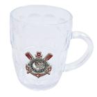 Caneca Vidro Brasão Metal 400ml - Corinthians - Mileno