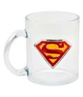 Caneca Vidro Brasão Metal Superman 370Ml - Liga Da Justiça