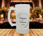 Caneca Vidro Chopp Arco Dourado Casal Noivos Casamento - GMH Prod. Serv. e Repr.