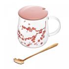 Caneca Vidro com Tampa Colher Sakura 500ml Wolff