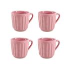 Caneca / Xicara  Café Chá 150ml de Cerâmica Canelada Rosa