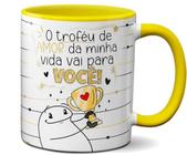 Caneca xícara Copo de Porcelana Cerâmica Flork Troféu De Amor Da Minha Vida Vai Para Você