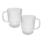 Caneca Xicara De Vidro Canelada Alça Grafiatto Chá Café 200mL