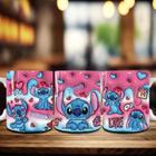 Caneca Xícara Personalizada Lilo e Stitch Disney Efeito 3D - Porcelana 325ml