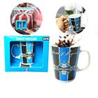 Caneca Xícara Porcelana Refoçada Premium 260ml Azul Café Emblemas Time Grêmio Oficial - BRASFOOT