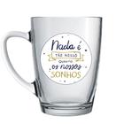 Caneca Xicara Vidro Cafe Capuchinho Motivacao Nossos Sonhos