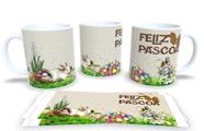 Canecas de Porcelana Branca Personalizadas Coleção Feliz Pascoa