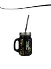 Canecas Jarra Com Canudo Tampa 2un Preto Receita Cuba Libre Drink Copo Vidro 500ml - Vitrizi