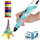 Caneta 3D Infantil para Desenho Criativo com Refil Azul e USB