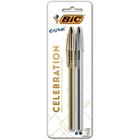 Caneta Bic Esferografica Cristal Celebração Prata Dourada