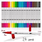 Caneta Brush Pen Duas Pontas Dual Tip Com 24 Cores